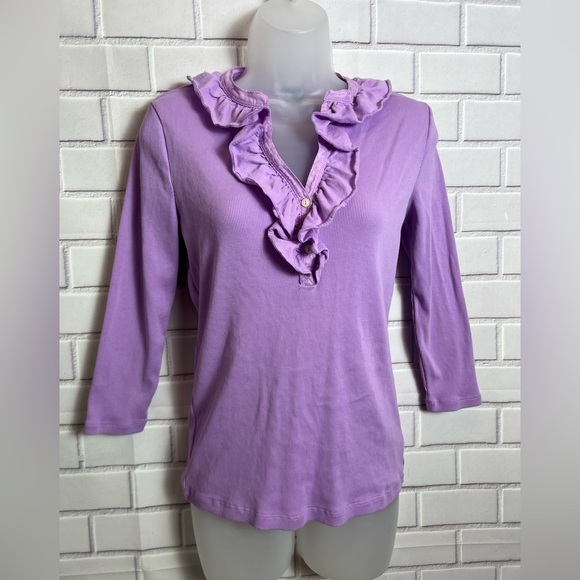 LAUREN RALPH LAUREN Purple Ruffled Women's Top/size M - Picture 2 of 10